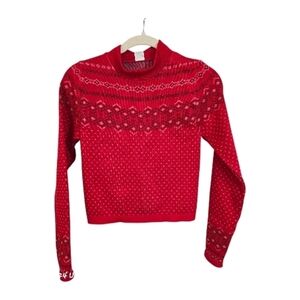 Fabletics Red Patterned Women's Activewear Longsleeve Top